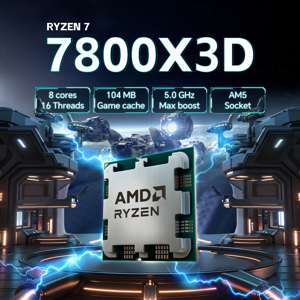 

Процессор AMD Ryzen 7 7800X3D, 4,2 ГГц, 8 ядер, 16 потоков, 5 нм, DDR5, разъем AM5 100-000000910 R7 7800X3D, L3 = 96M, 120 Вт, без вентилятора