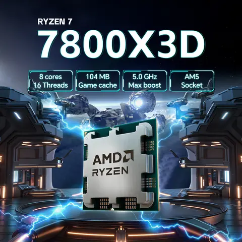 AMD Ryzen 7 7800X3D 4,2 GHz 8 núcleos 16 hilos 5NM DDR5 Socket AM5 100-000000910 R7 7800X3D procesador L3 = 96M 120W sin ventilador
