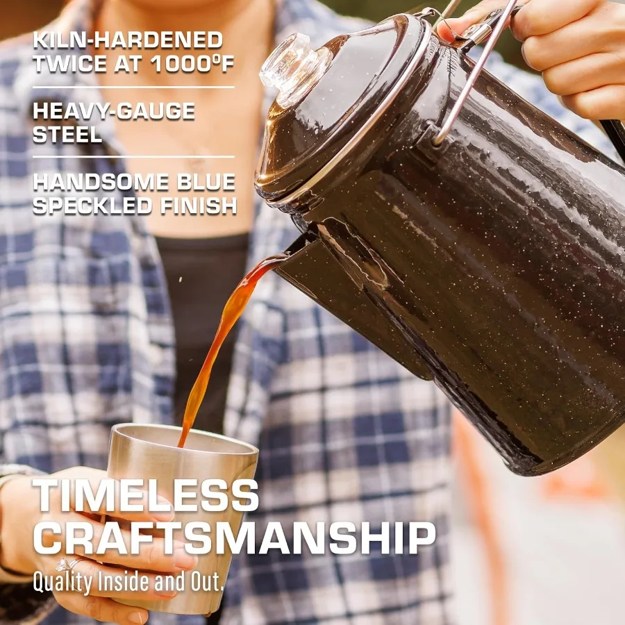 Classic Percolator Coffee Pot for Outdoor Camping and Group Adventures Ideal for Brewing Large Batches on a Campfire Perfect fo