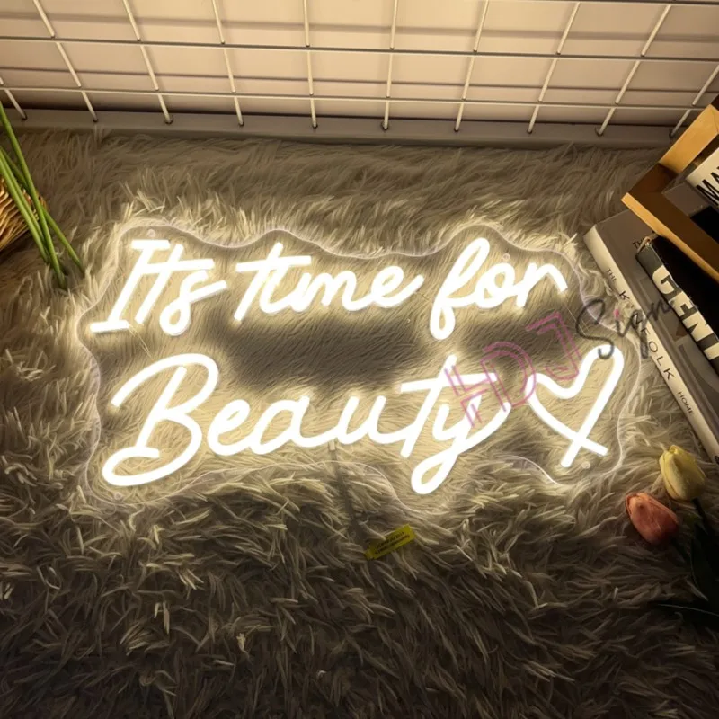 It's Time For Beauty Neon Led Sign Wedding Supply Neon Lights Room Decoration Bedroom Living Room Neon Sign Party Art Logo Decor