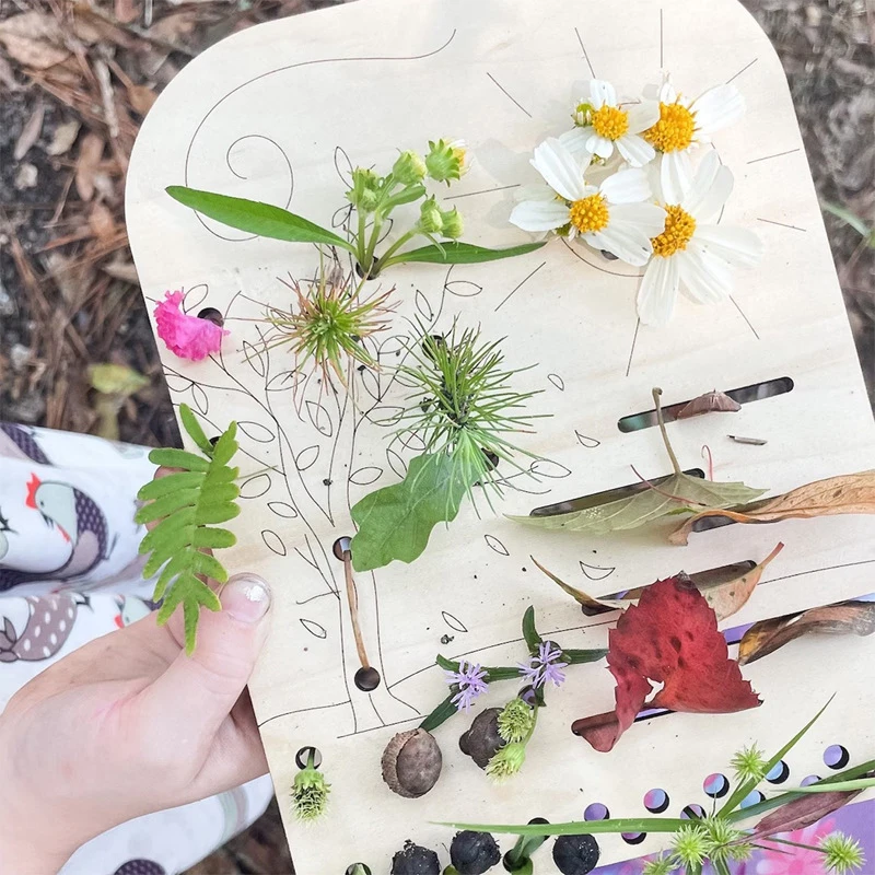 Wooden Flower And Leaf Collector Board, Plant Arrangement Display, Decorative Plate For Kids And Adults