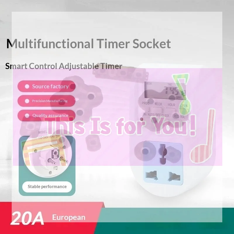 【MA】20A EU Plug Digital Display Programmable Energy Saving Socket Timer Electric Socket Timer Electric Socket Timer Socket Timer