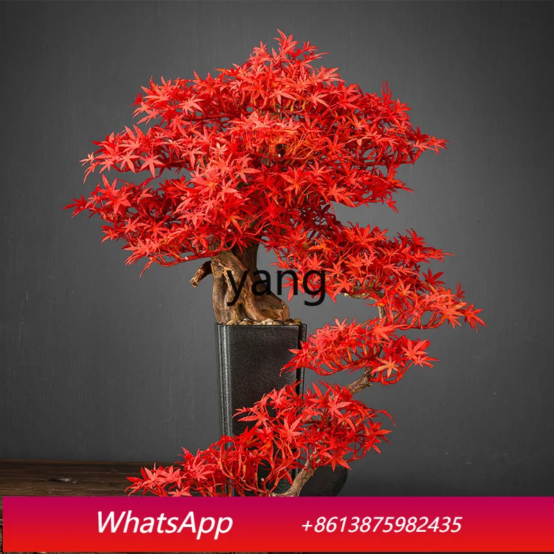 

CX X New Chinese Style Entrance Decoration Simulation Green Plant Welcome Pine Red Maple Bonsai Fake Bonsai