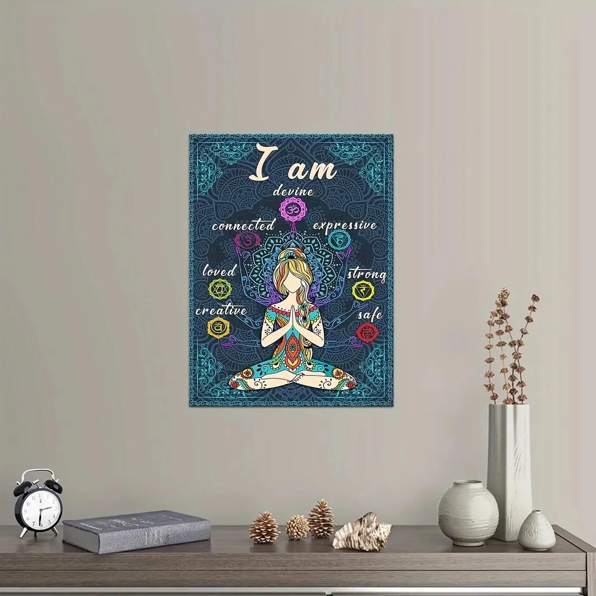 Lienzo Decorativo de Yoga y Meditación de Chakras, Póster de Pared con Loto Divino para Decoración de Sala de Estar, Sin Marco, Pintura Decorativa Espiritual para Pared del Hogar