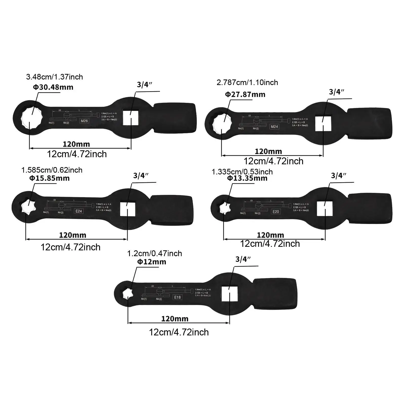 5 Pieces Generic Rear Axle Nut Wrenches Tools High Performance Portable Easy to Use Rear Axle Wrench Tools for Repair Truck