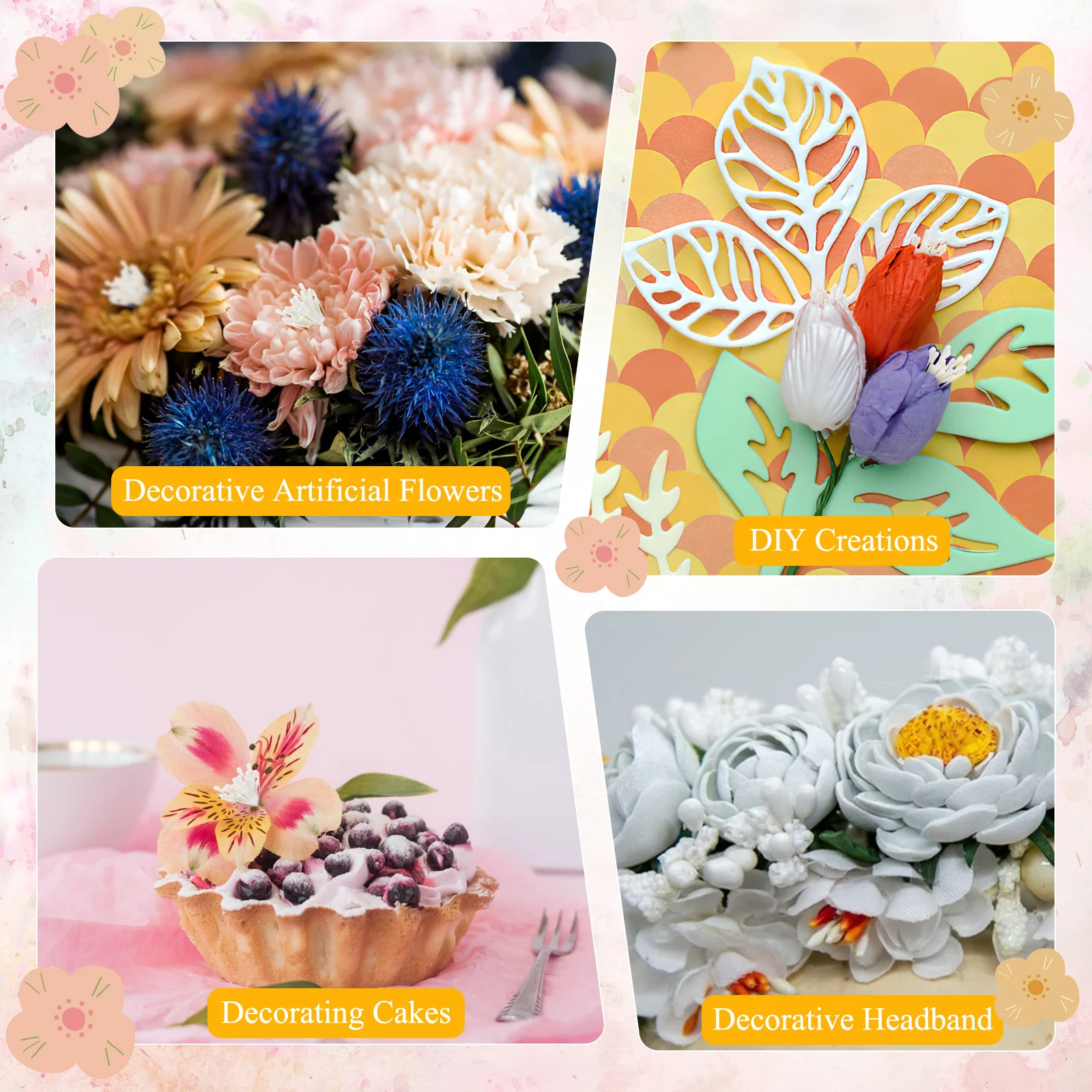 400 قطعة من زهور اللؤلؤ الاصطناعية ذات نهاية مزدوجة باللون الأبيض لصنع الزهور ومشاريع الحرف اليدوية وزينة الزهور