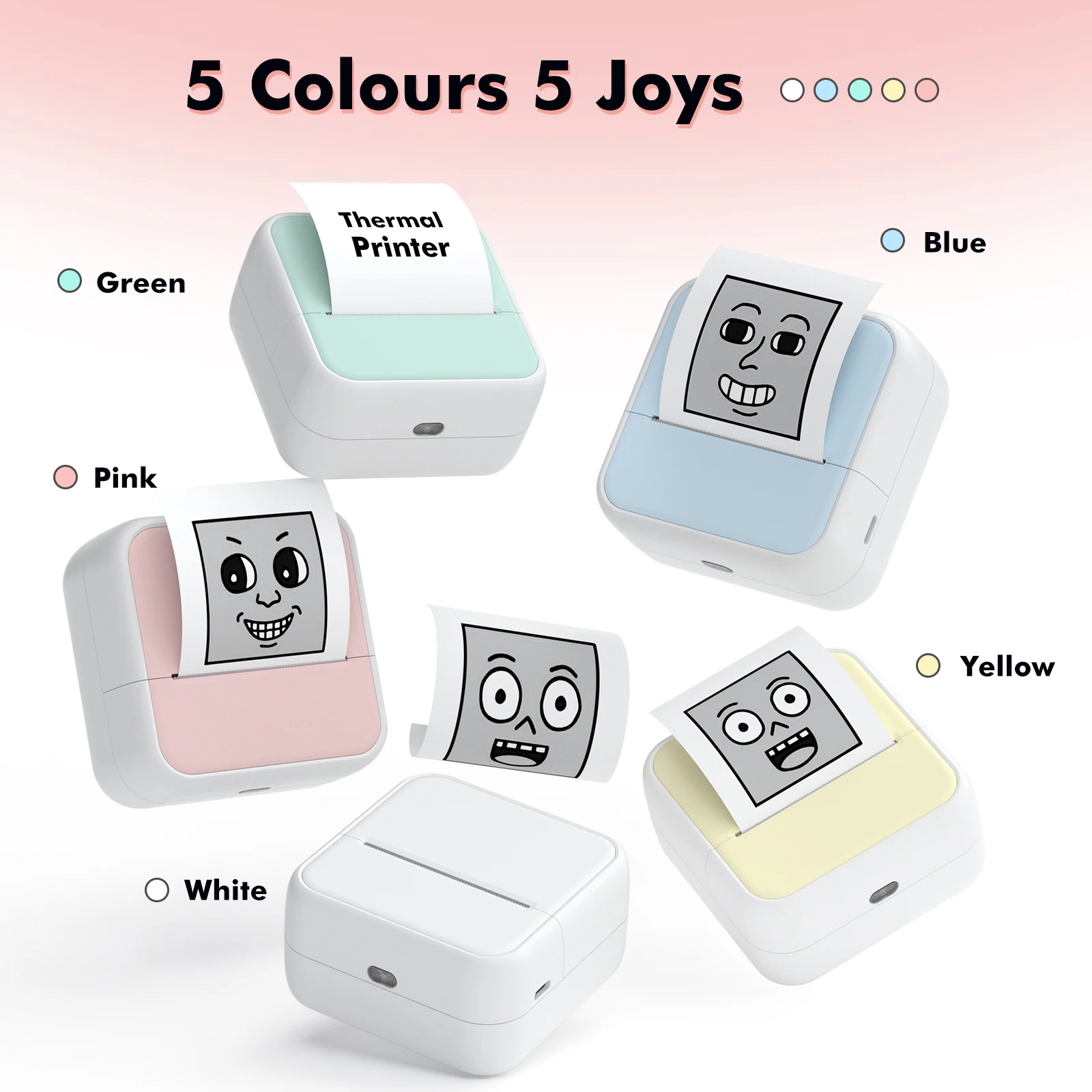 

Students Portable Bluetooth Thermal Label Printer Inkless 57mm Paper Width Compact Lightweight for Barcodes Stickers Tickets