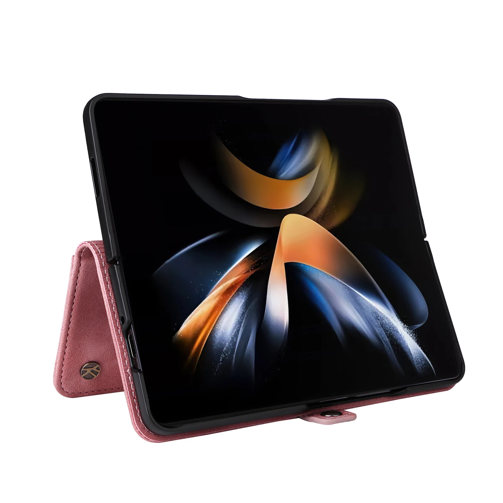 حافظة لهاتف سامسونج جالاكسي Z فولد 3 4 5 فليب 3 4 5 6 حافظة هاتف مغناطيسية فاخرة من الجلد المقلد لتخزين البطاقات والمال