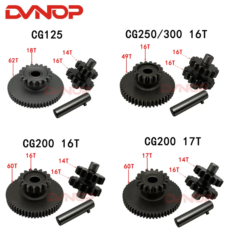 16T 17T 18T Starting Motor Bridge Gear Set Engine Clutch Gear Transmission Gear for CG125 CG150 CG200 CG250 CG300