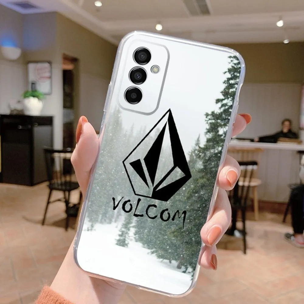 L-Luxury V-VOLCOM-S Sport Style Phone Case Silicone For Samsung S30,S23,21,22,20 Ultra,FE lite,10,9,PIus Note20ultra Cover Clear