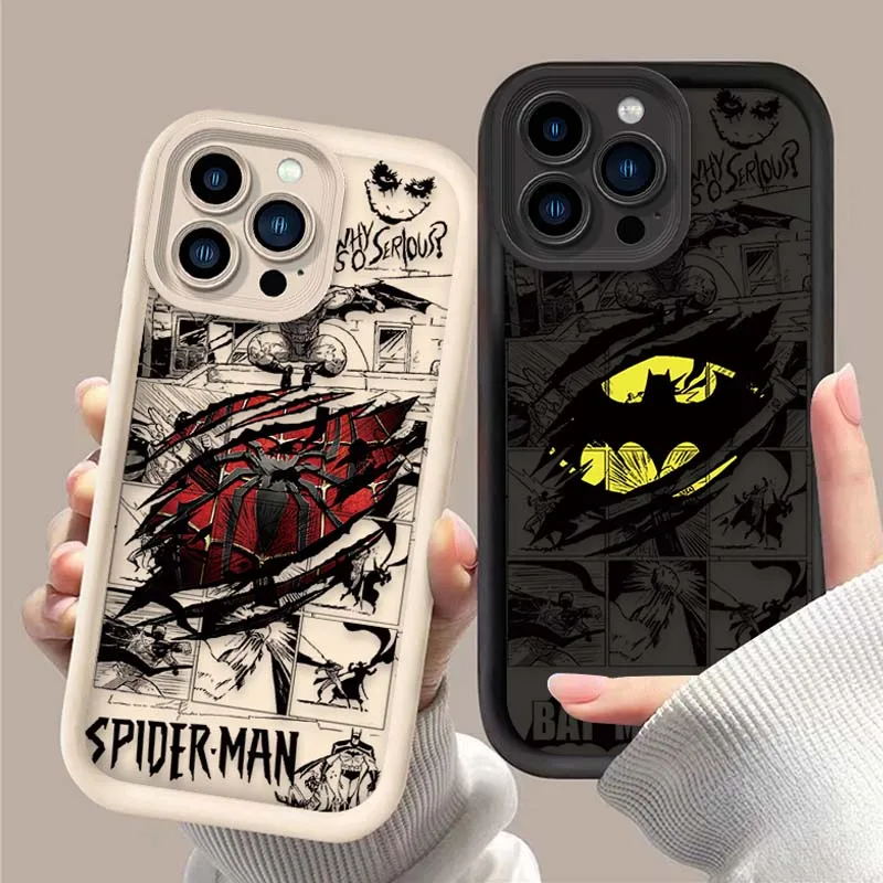 Marvels Spiders B-Batmans Phone Case for Xiaomi Redmi Note 14 13 12s 12 11 10 9s 9 8 7 Turbo 4 Pro Plus 4G 5G Soft TPU Cover