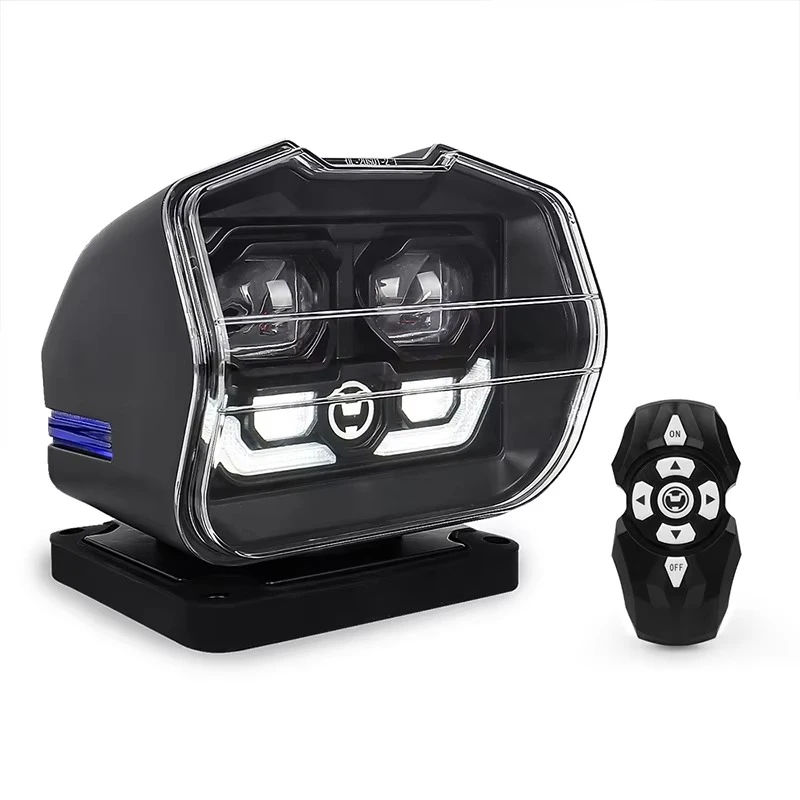 60W 360-degree rotating wireless remote control LED searchlight, suitable for ships, automobiles