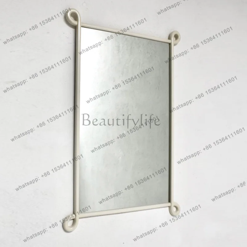 European square bathroom mirror simple retro style decorative mirror home living room wall wall hanging