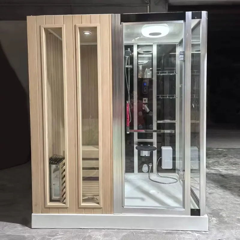 Traditional Classic Modern 1-2 Persons Hemlock Wooden Sauna Room Indoor Customizable Lose Fat Indoor Steam Sauna Stove Heater