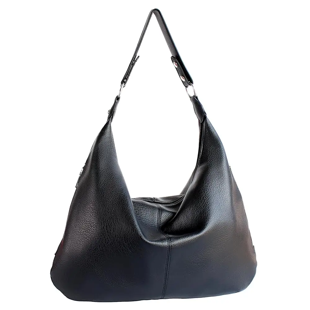 

Large PU Leather Tote Bag for Women, Work Hobo Bags Multiple Pockets, Spacious Shoulder Bag, Black Womens Purses and Handbags