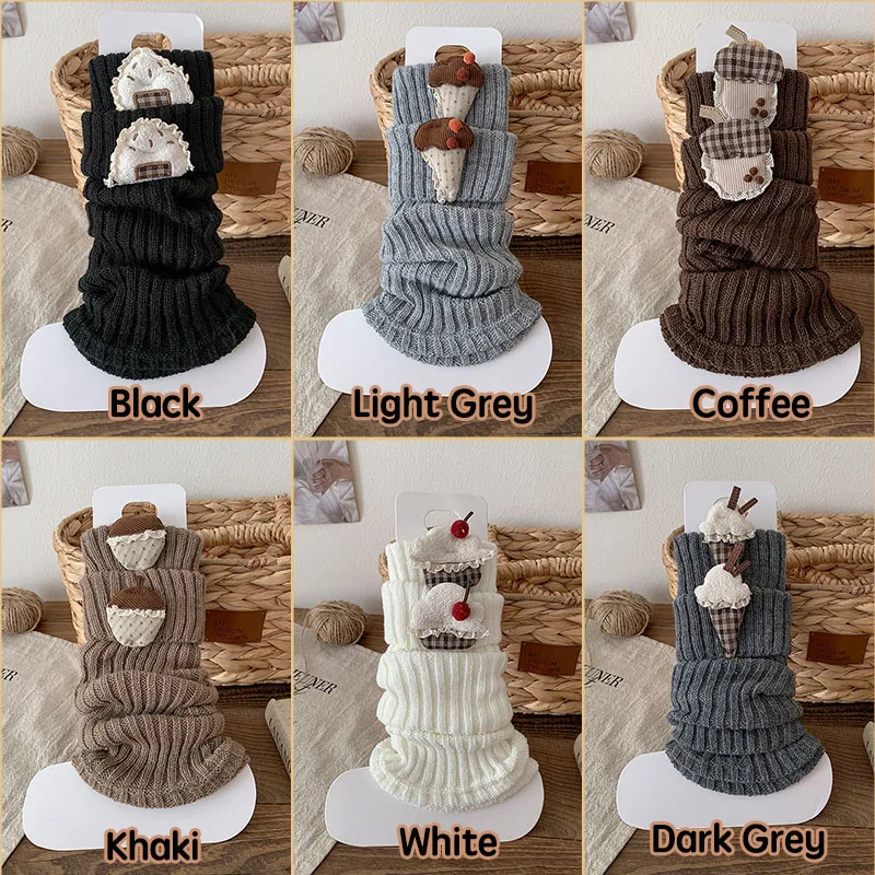 1 زوج تدفئة الساق للفتيات النساء Kawaii Harajuku تدفئة الساق لطيف محبوك طويل جوارب السيقان القوطي لوليتا الآيس كريم الكرز Decro