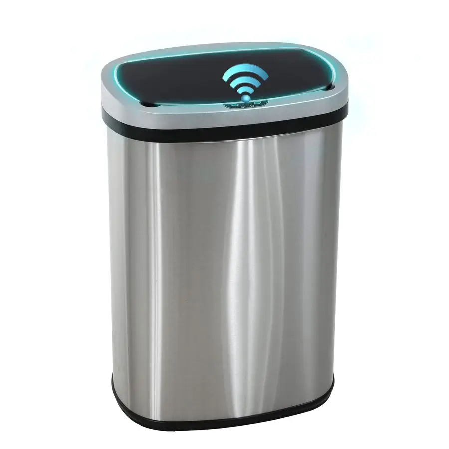 

13 Gallon 50 Liter Trash Can Stainless Steel Touchless Trash Bin Oval Shape Office Waste Bin for Kitchen Bathroom Bedroom Living