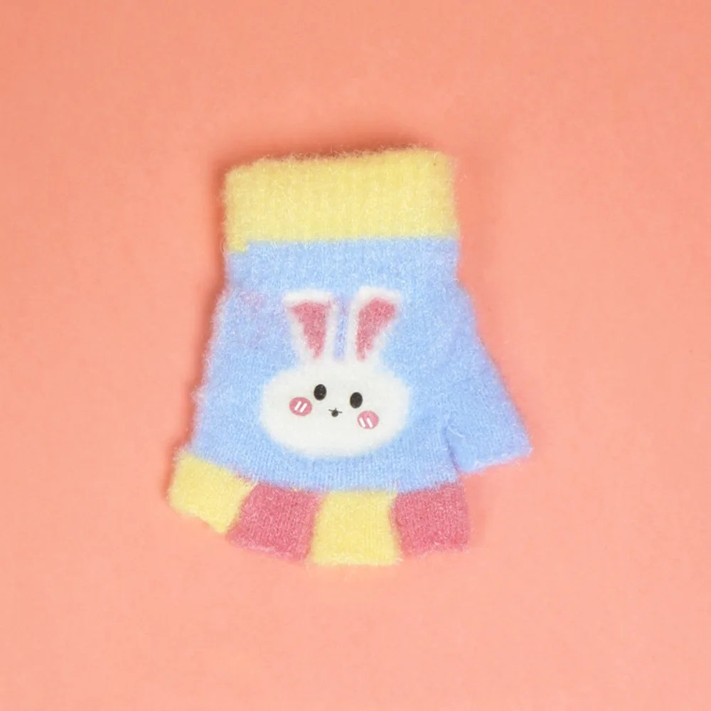 Soft Wool Children Gloves Cartoon Coldproof Fingerless Gloves Warm Knitted Mittens For 0-2 Years