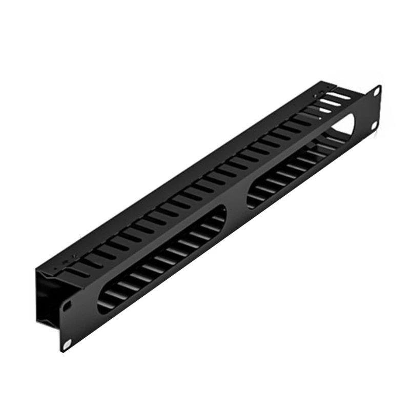 19in 1U Cabinet Rack Pass-through 24 Port CAT6 Patch Panel RJ45 Cable Adapter Keystone Modular Distribution