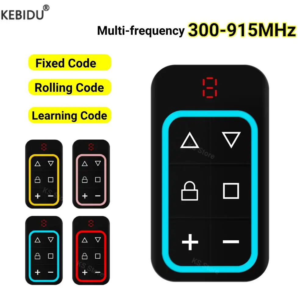 Rechargeable 300-915MHz Garage Door Remote Control Multi-Frequency Code Grabber Clone Gate Key Fob Command Hand Transmitter