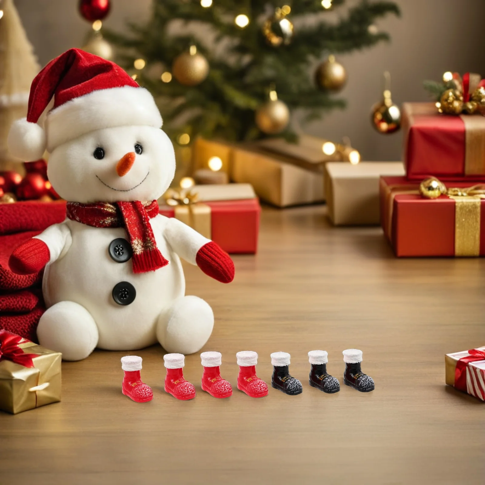 

20 шт., ботинки Санта-Клауса, миниатюрные рождественские ботинки из смолы, украшения для кукольного домика, полка, стол, праздничные украшения, праздничный реквизит для рукоделия