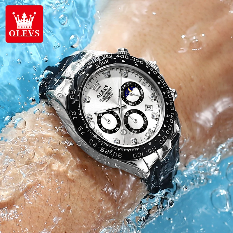 Men's Moon Phase Quartz Watch, Waterproof Classic Design