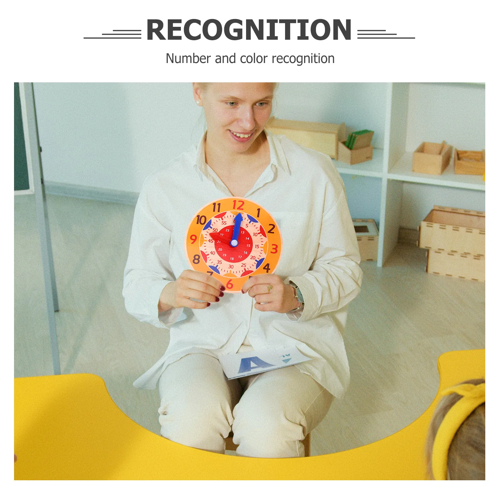 

3 Pcs Bell Recognition Teaching Aids Toy Cognitive Toys Baby Montessori Learning Mold for Toddlers Wooden Kids Clock Time