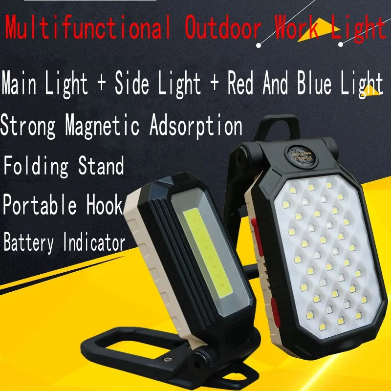 Folding LED Auto Repair Lamp Portable Rechargeable Inspection Work Light Multipurpose Emergency Light Hiking Camping Emergency