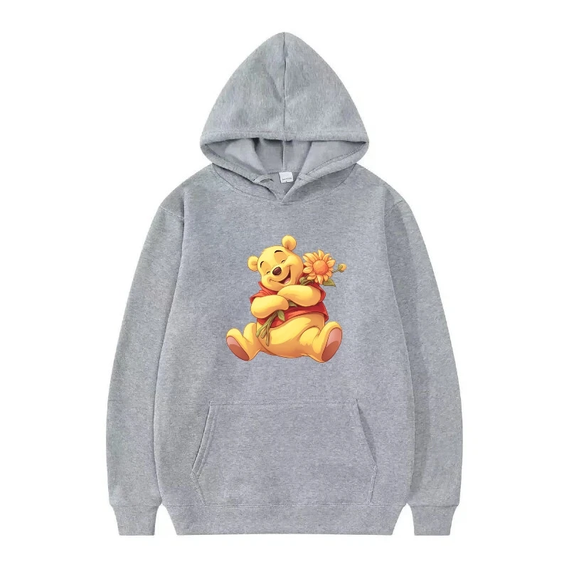 เสื้อฮู้ดดี้ลายหมีพูห์ ดิสนีย์ แฟชั่นผู้หญิง สีดำ สไตล์ลำลอง ใส่สบาย สำหรับฤดูใบไม้ร่วง เสื้อผ้าผู้หญิงราคาถูก สไตล์ Y2k เสื้อฮู้ดดี้ผู้ชาย