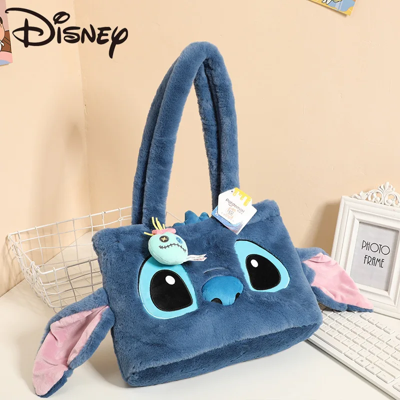 100% Genuine Disney Cartoon Plush Toy Stitch Scrump Stuffed Doll Shoulder Bag Sweet & Cute Strawberry Bear Soft Girls Handbag