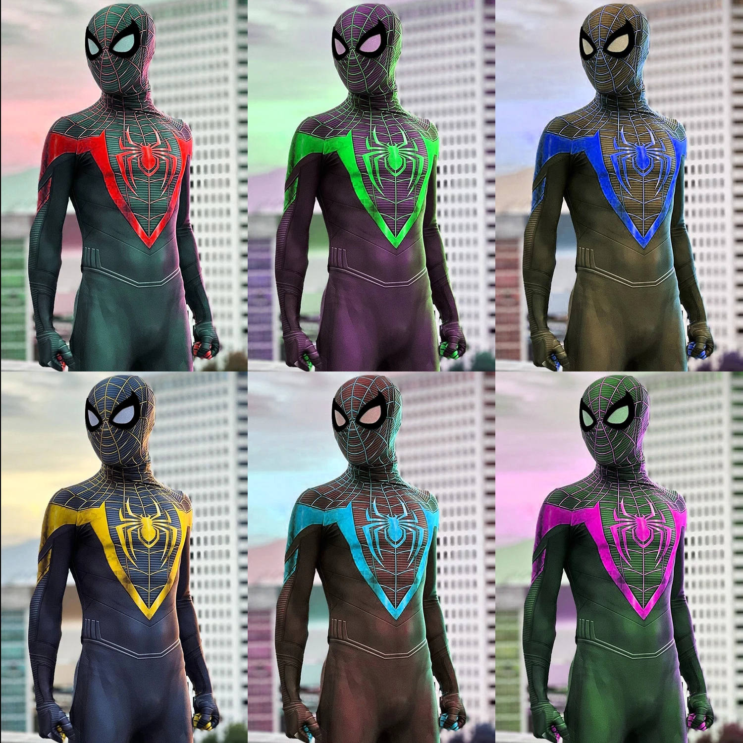 

Multiple Colors PS5 Miles Morales Spiderman Cosplay Zentai Bodysuit Spandex Miles Spiderman Halloween Costume SuperHero Outfits