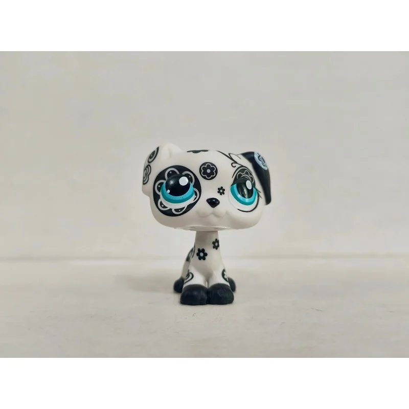 LPS Figure White Black Dog Blue eyes #1613 Littlest Pet Shop toy