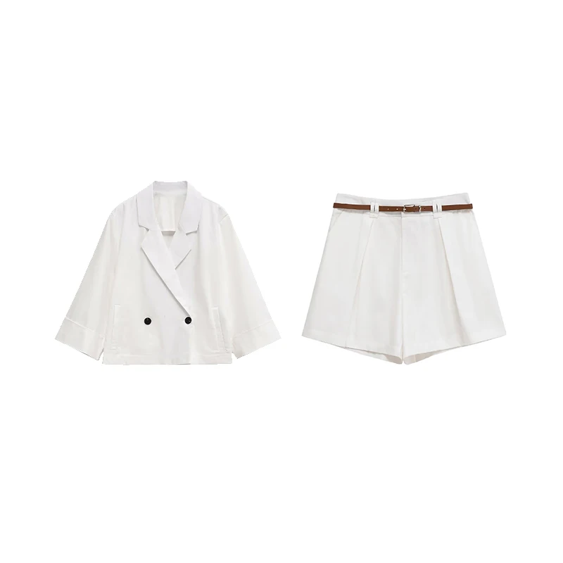 

Z 2025 New Women's Suit Jaet And orts Set Polyester Fiber Double-breasted Collar ort Pants Faionable Outfit