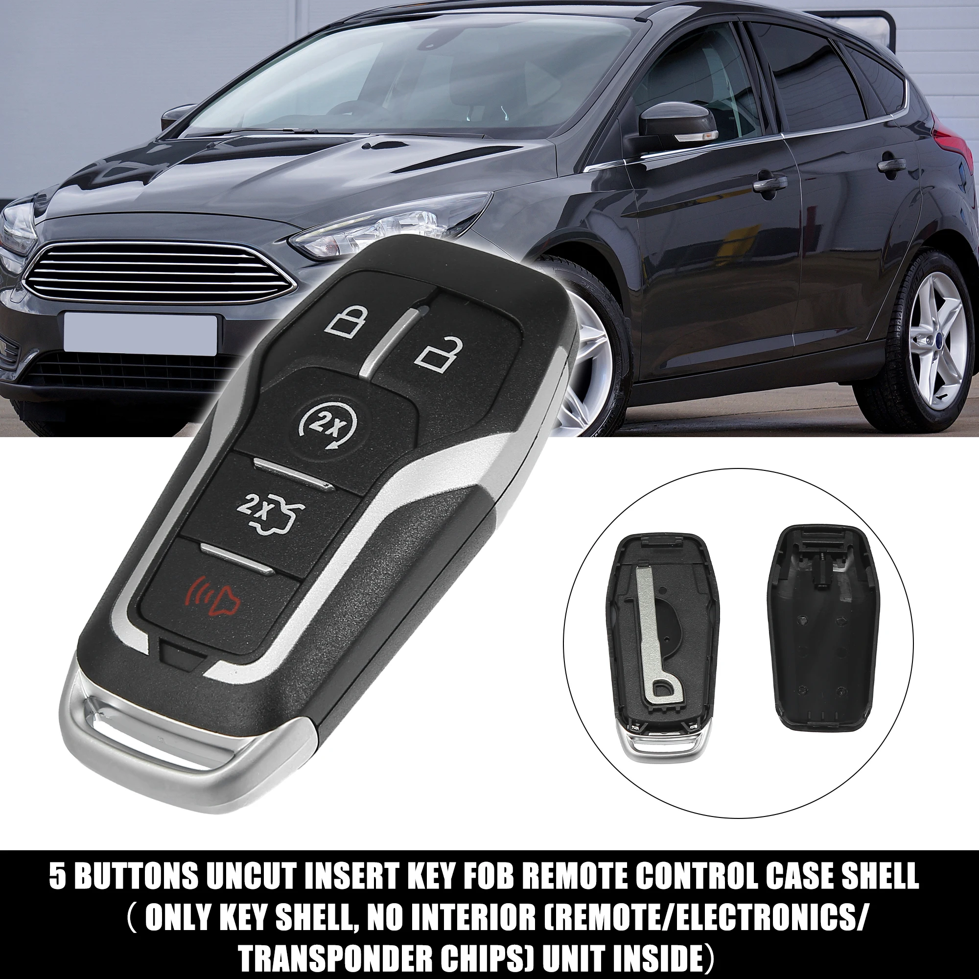 

uxcell Car Remote Key Fob Case Shell Cover Tools 164-R8117 for Ford for Mustang Edge Fusion Explorer F-150 13-17 Accessories