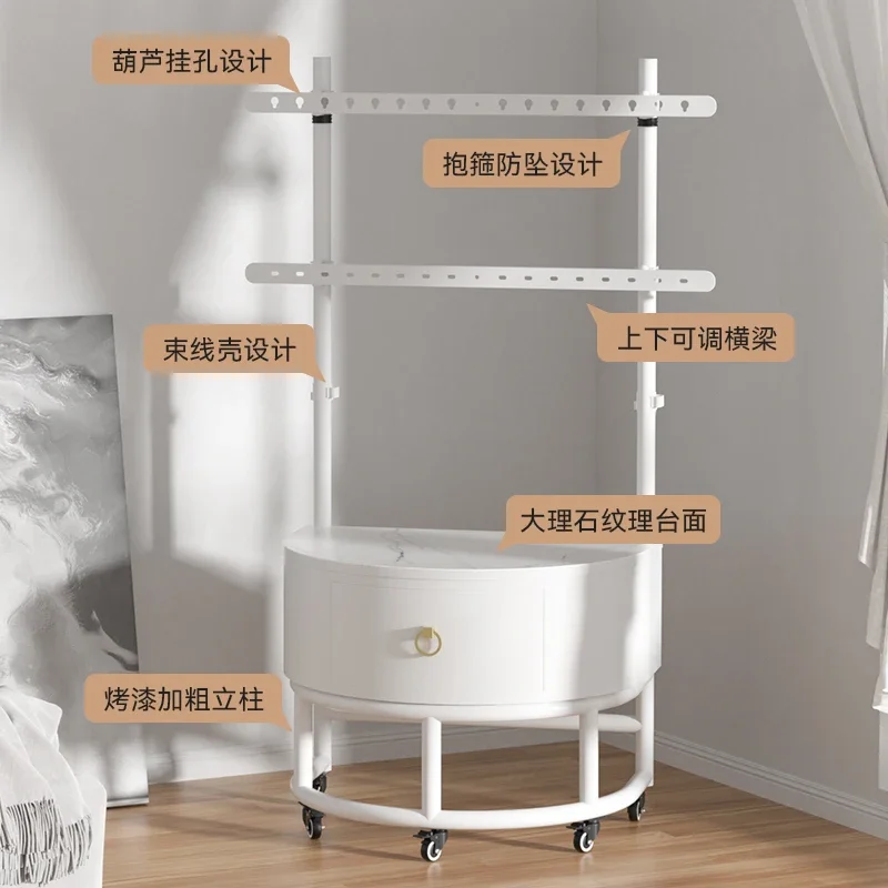 Pastoral loft floor-to-ceiling mobile TV cabinet, artistic white TV stand 55-65-75 -77-86 inches