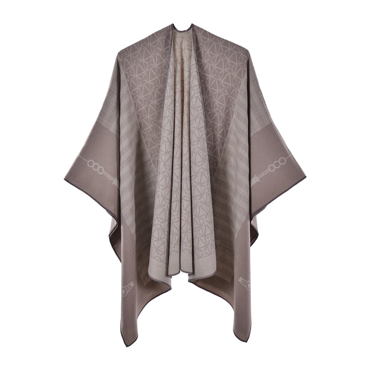 New Check Pattern Cape Autumn Winter Travel Warm Scarf Imitation Cashmere Women Poncho Lady Capes Khaki Cloaks