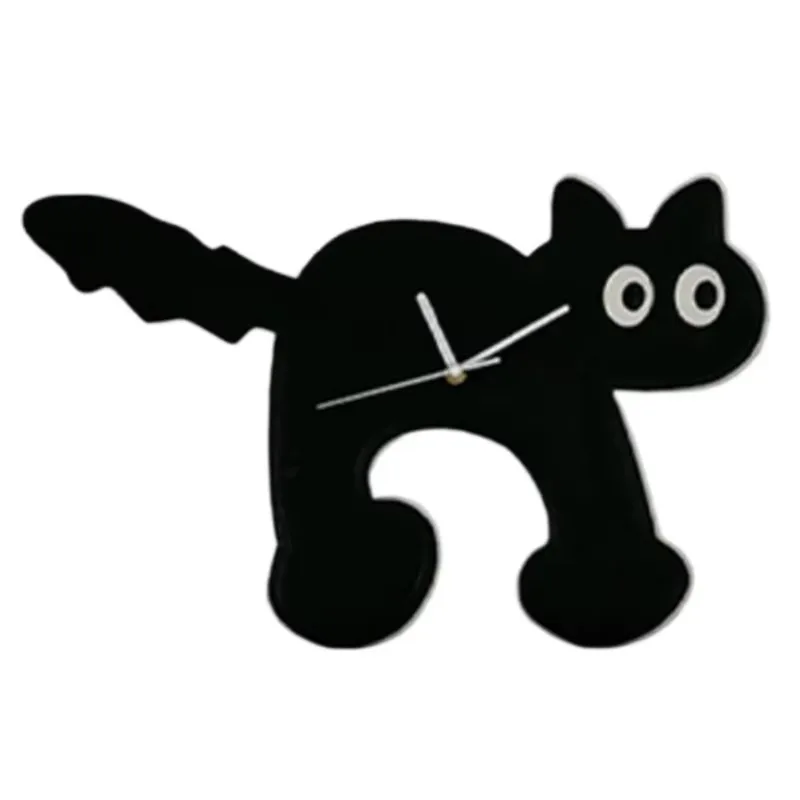 Funny Cat Cute Clock Creative Acrylic Wall Clock Silent Living Room Decoration No Punching Clock Watch Bedroom Room Ornaments