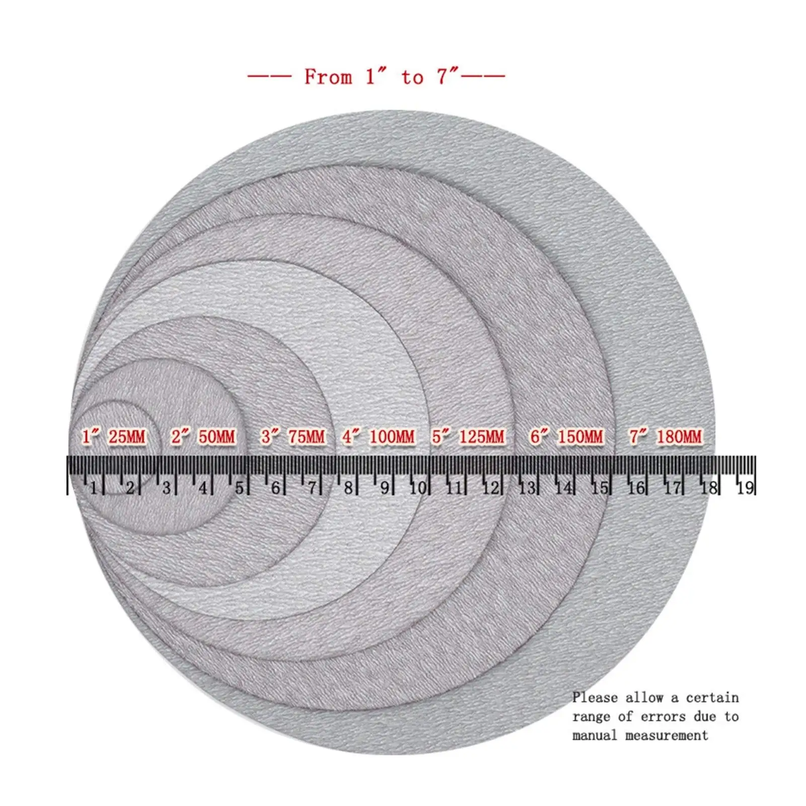 100Pcs 2 Inch 50mm White Dry Sanding Discs Hook & Loop Aluminum Oxide Round Sandpaper Discs 60#-1200# for Wood Furniture Metal