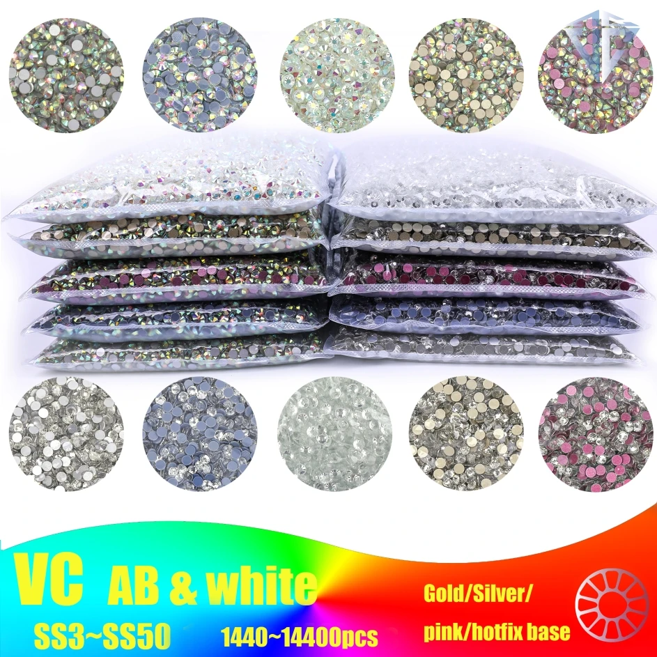 2880Pcs Big Package SS30 Hot Sales Colours A3 Flatback Rhinestones Glitters Crystal Cтразы Stone Wholesale DIY For Cloth Shoes