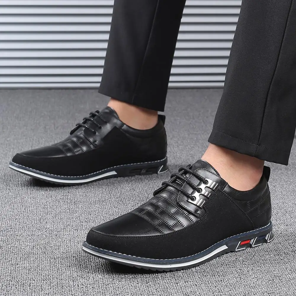 Men Casual Shoes Fashion Brand Classic Casual Men Pu Leather Shoes Black Hot Sale Breathable Business Lace-Up Men Shoes Big Size