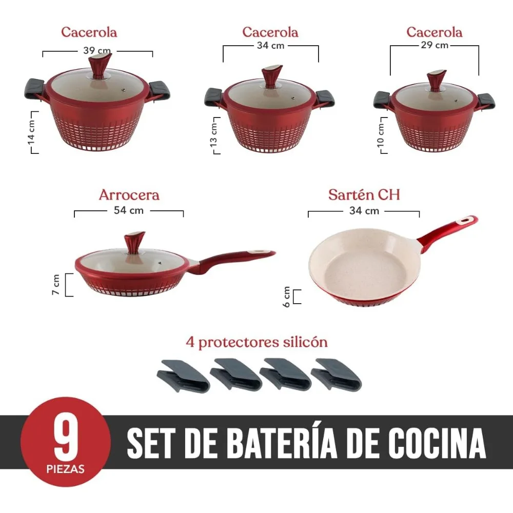 طقم أواني طهي غير لاصقة مكون من 13 قطعة من الرخام الأحمر مع تقنية Kochstelle #3