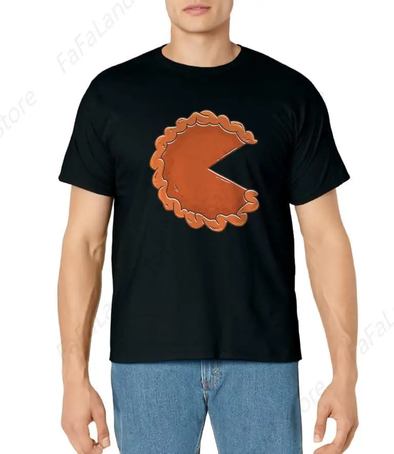 Pumpkin Pie T-Shirts Whipped Cream Video Game Thanksgiving T-Shirt for Men Women Cotton Summer Top Tee