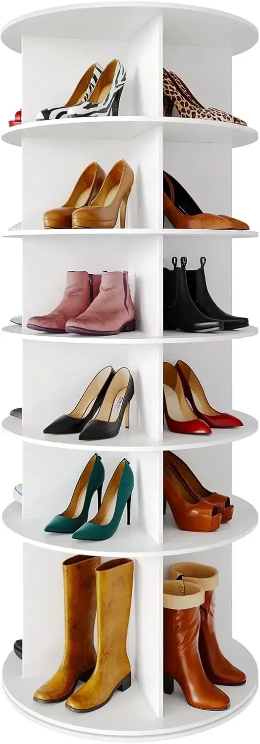 

Rotating Shoe Rack 6 Tier Organizer, High Bottom Design Shoe Tower Spinning Storage Lazy Susan, Revolving Rack 360, Closet Handb