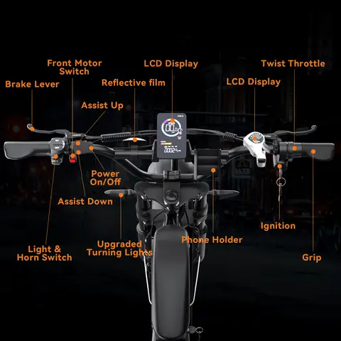 E10 Elcykel 52V Dubbla Motorer 55 km/h Hastighet 26 mil Räckvidd Högkapacitetsbatteri Långdistanspendling Elcykel 7 best sales mopedliknande elcykel - №7