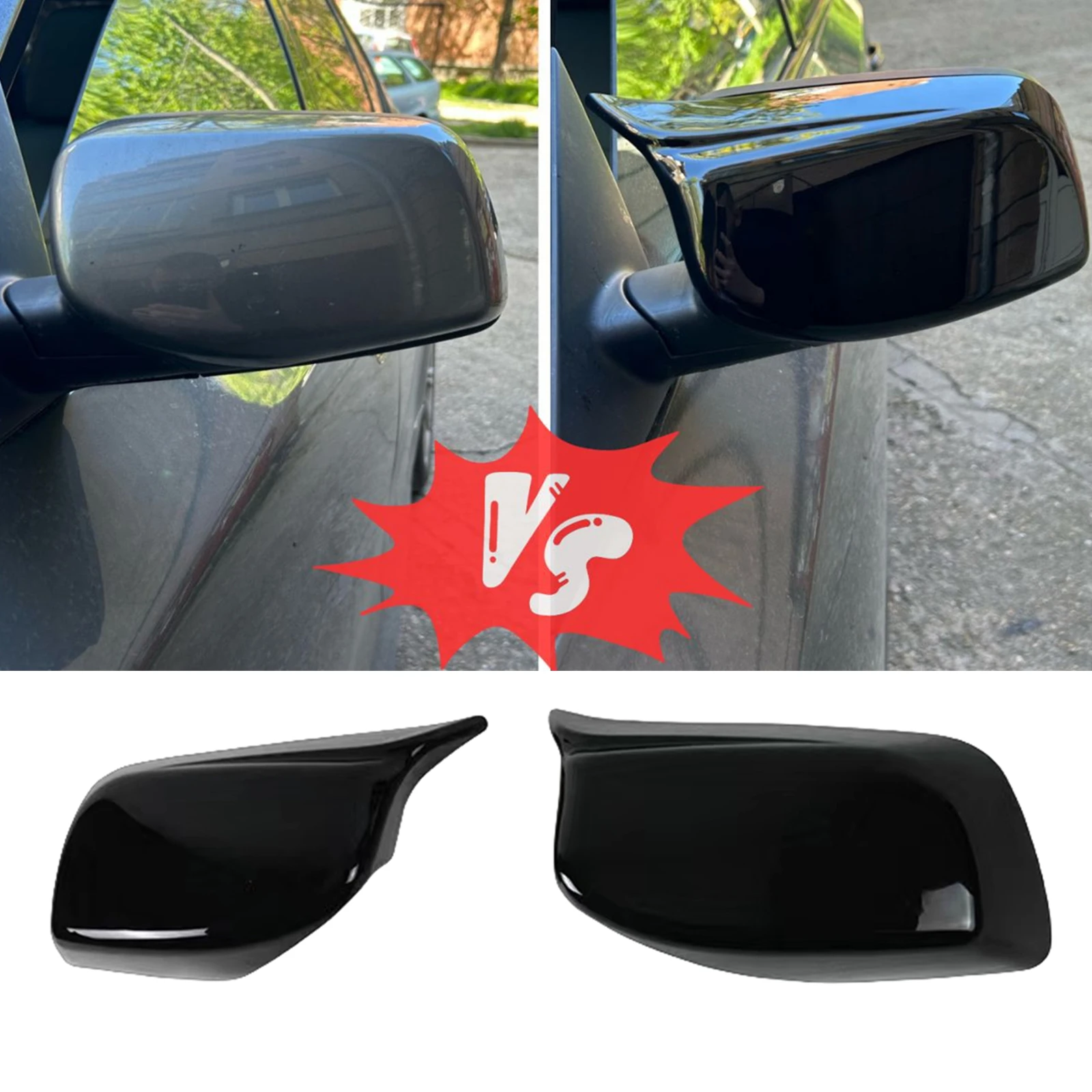 

For BMW 5 Series E60 E61 2003-2008 Rear View Mirror Cover Gloss Black Replacement Rearview Shell Cap Clip On Style