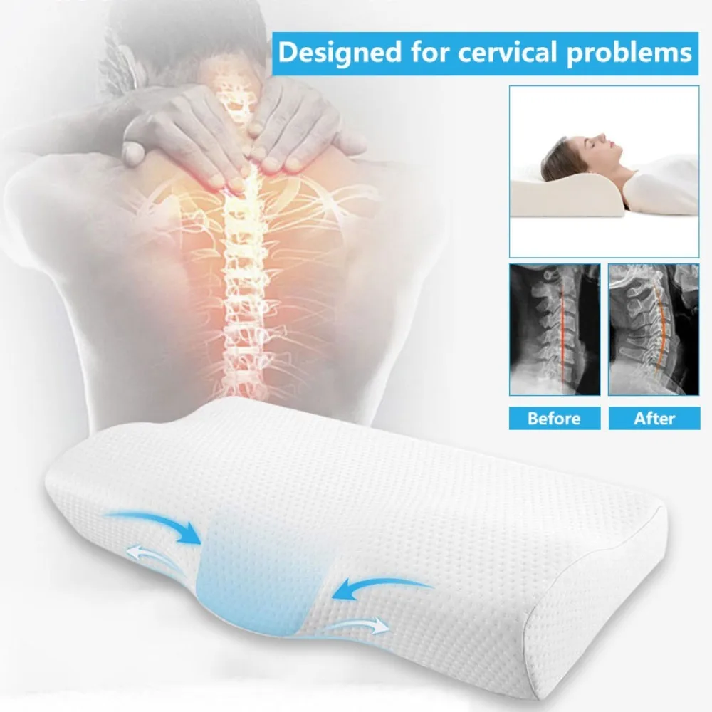 Memory Foam Pillow Neck Back Support Orthopaedic Firm Head Pillows