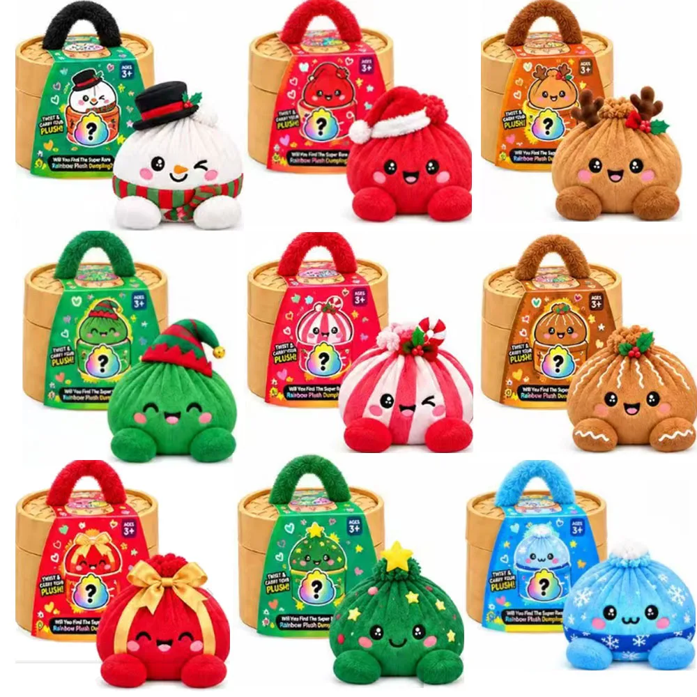 Cute Plush Stuffed Steamed Bun and Dumpling Pillow Christmas Squishies Sensory Stress Relief Desk Decor Christmas Novelty Gift