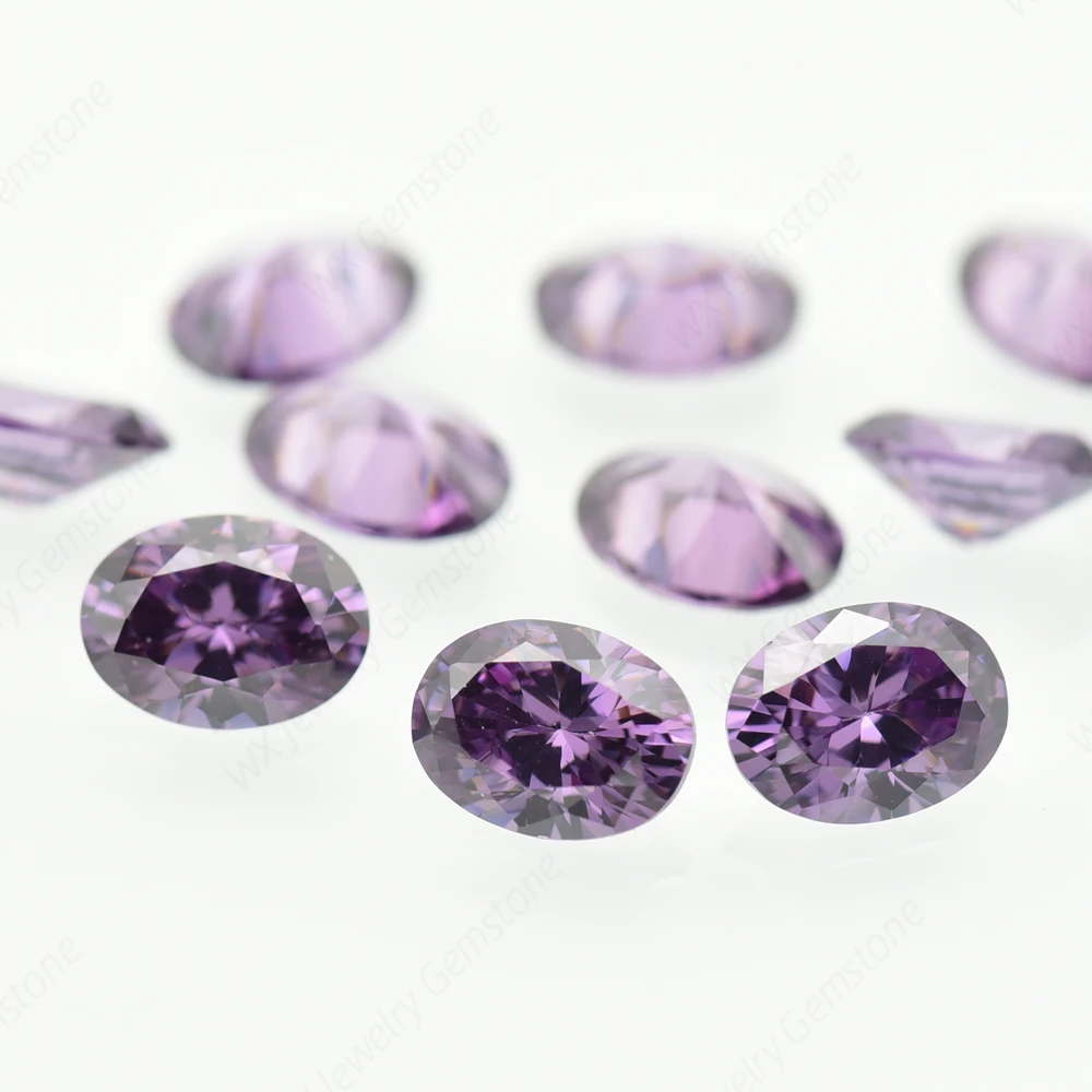 Oval Shape Cut Size 2x3~18x25mm 5A Amethyst CZ Stone Synthetic Gems Loose Cubic Zirconia For Jewelry Wholesale DIY for Jewelry