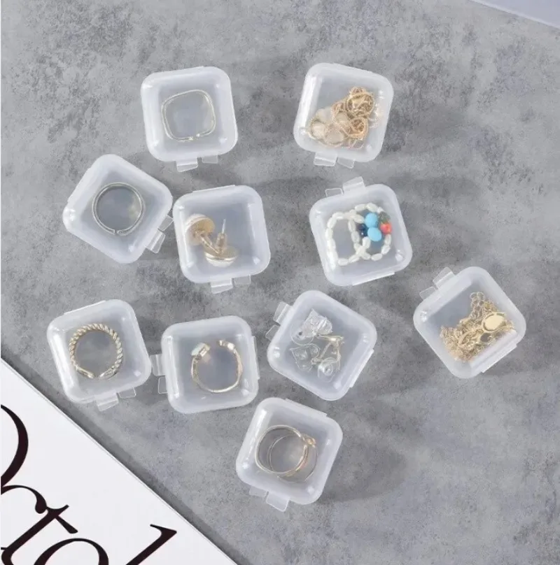 

4 шт./компл., мини-прозрачная пластиковая коробка для хранения ювелирных изделий, прозрачный органайзер для хранения, многофункциональный