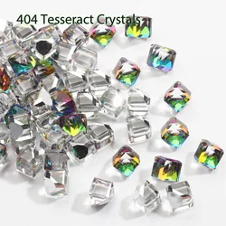 -Tesseract Crystals- Magic Cube Glass Rhinestones Transparent 4mm 6mm Multi Facted 3D Square Gems Chic Tip Adorn Diamonds 404art